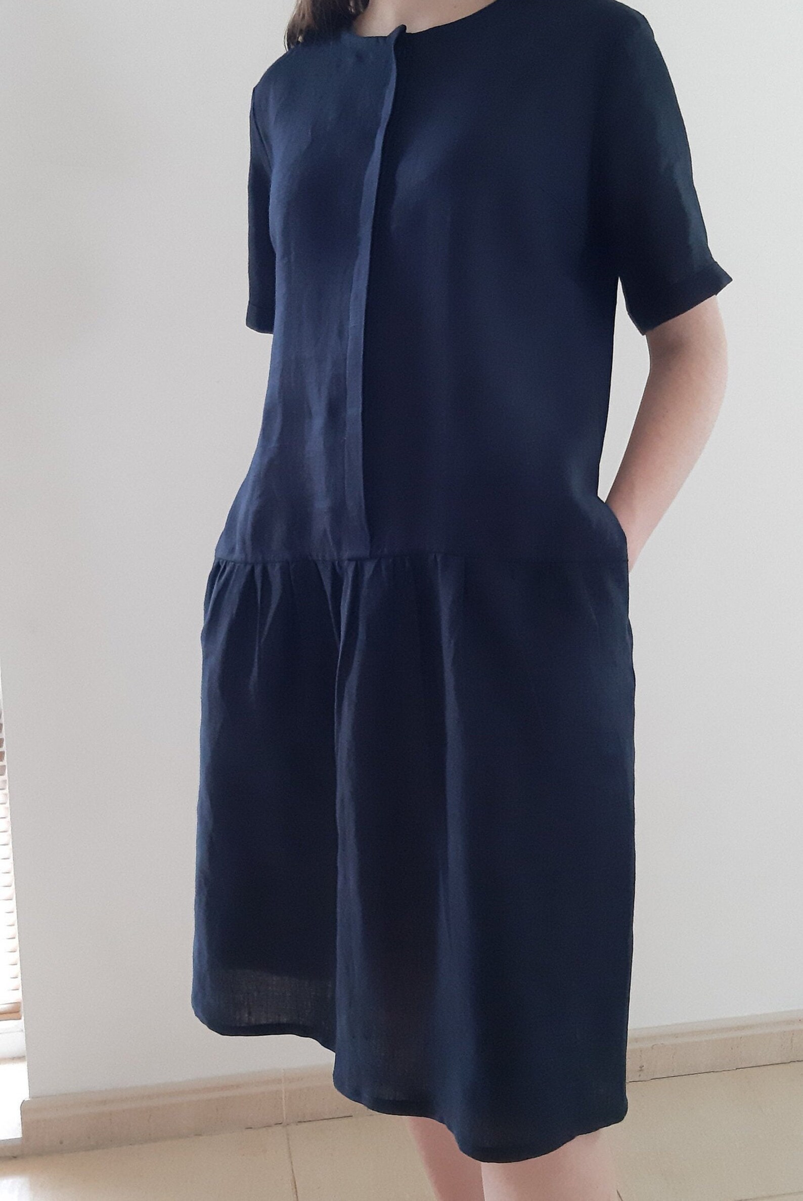 Linen Dress. Blue Linen Dress. Handmade by Elen'do - Etsy