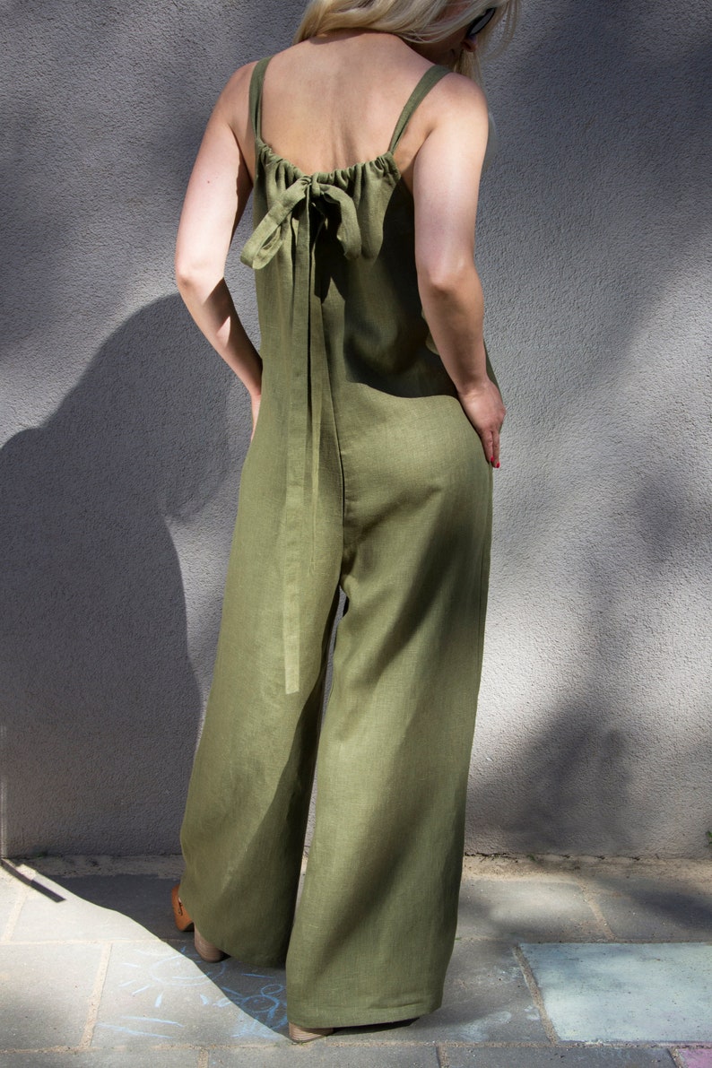 Loose Linen Romper. Linen Overalls. Linen Jumpsuit. Handmade Etsy UK