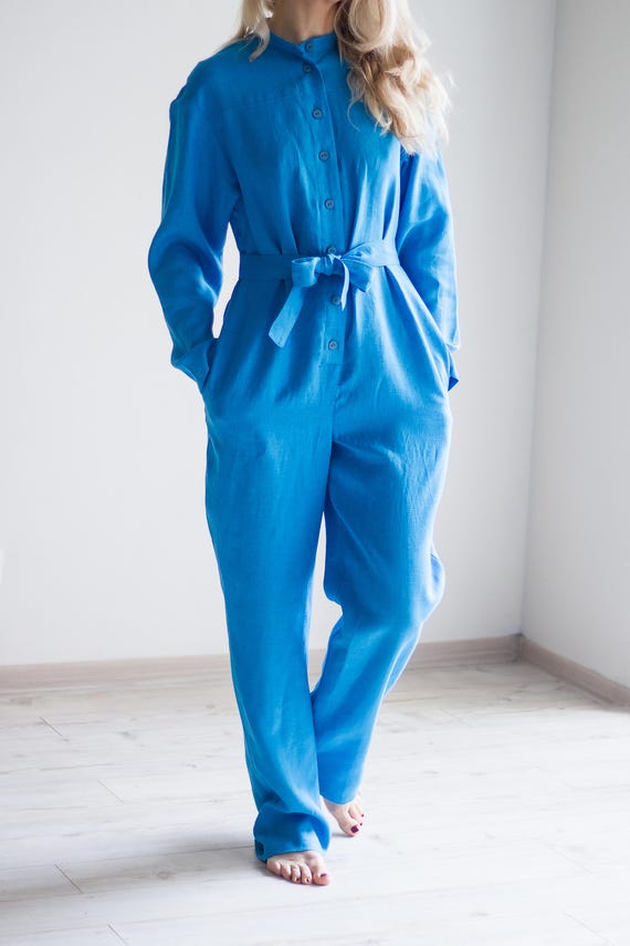 blue jumpsuit long sleeve