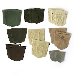 16 embellished jeans back pockets with base, repurposed jeans back pockets for craft, DIY denim supply