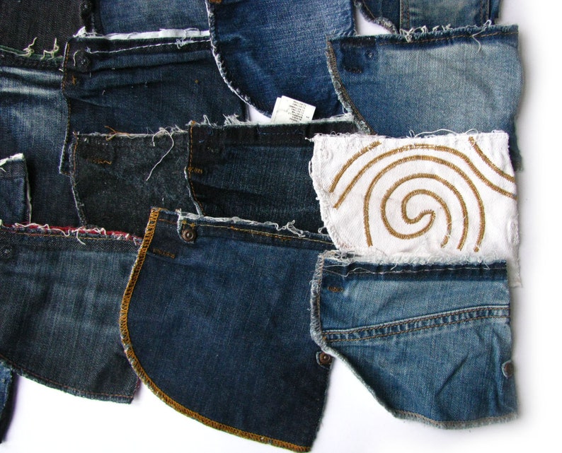 28 Reclaimed Front Jeans Pockets Parts Set Blue Jeans Scraps - Etsy