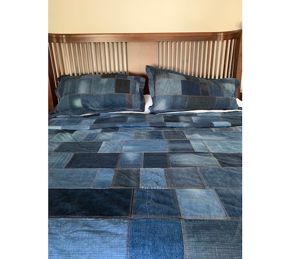 California King Set Denim Comforter Plus Two Pillow Shams