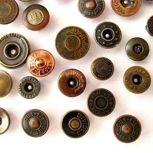 100 Sets Button Pins for Jeans Adjustable 15mm Embossed Pattern