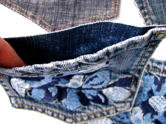 Custom Jeans azul de la mujer Varios bolsillos de ancho de la