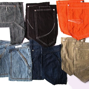 11 mixed colour extra deep jeans pockets on the base fabric with allowance, reclamed jeans pockets for sewing crafts