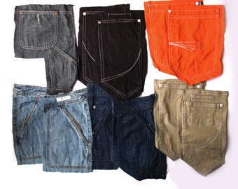 11 mixed colour extra deep jeans pockets on the base fabric with allowance, reclamed jeans pockets for sewing crafts