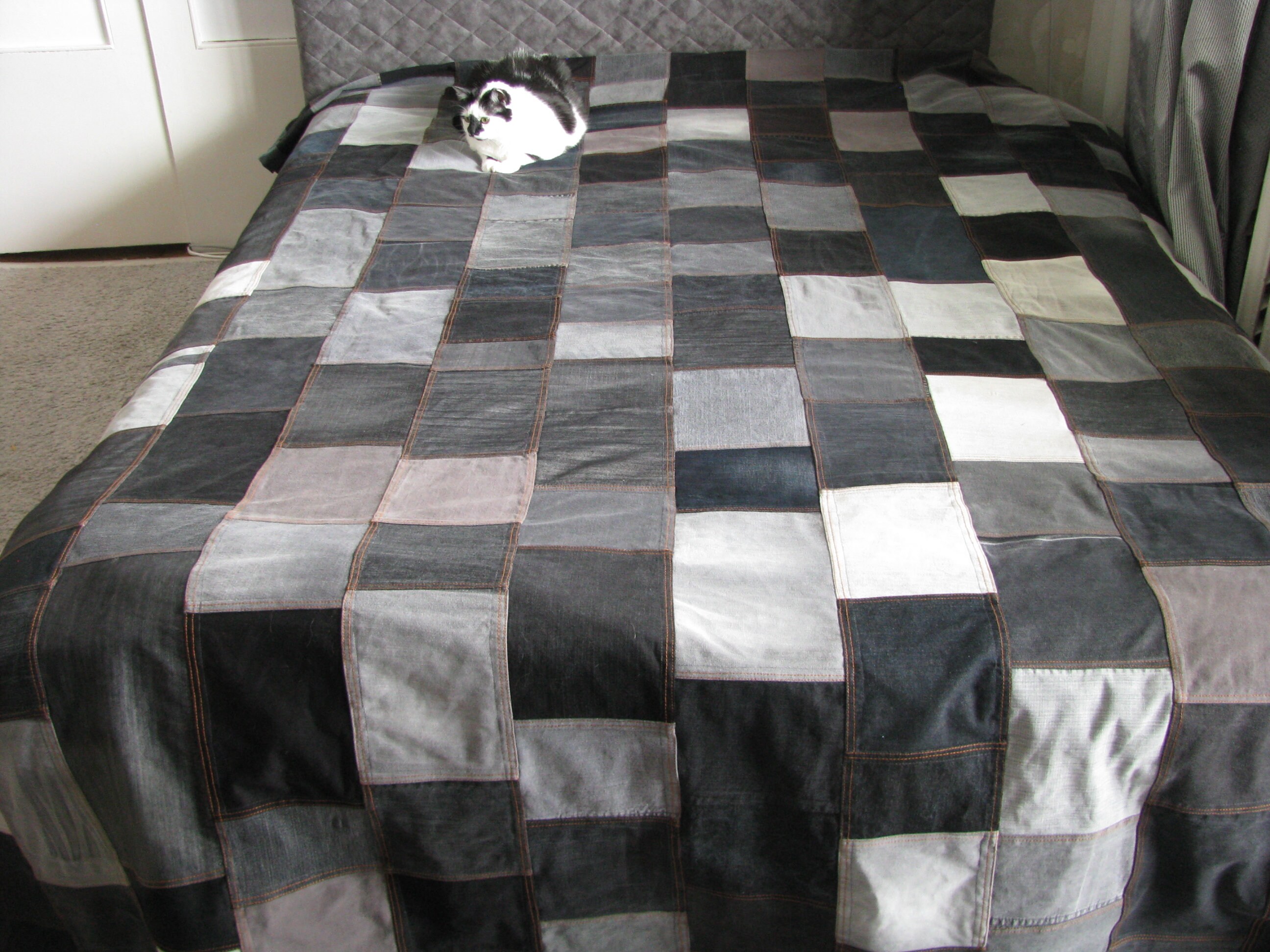 Twosided King Size Denim Quilt Reclamed Jean Summer Blanket Etsy