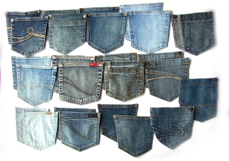 25 Recycled Jeans Silverware Pockets Set Adult Blue Jeans Etsy