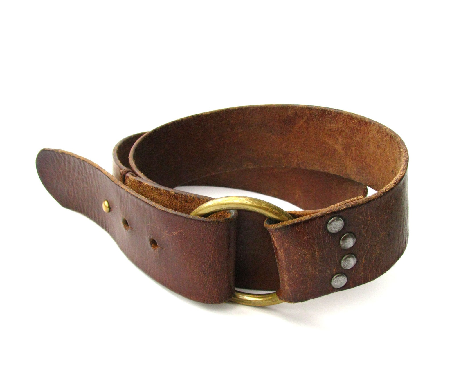 Brown genuine leather buckleless belt Etsy 日本