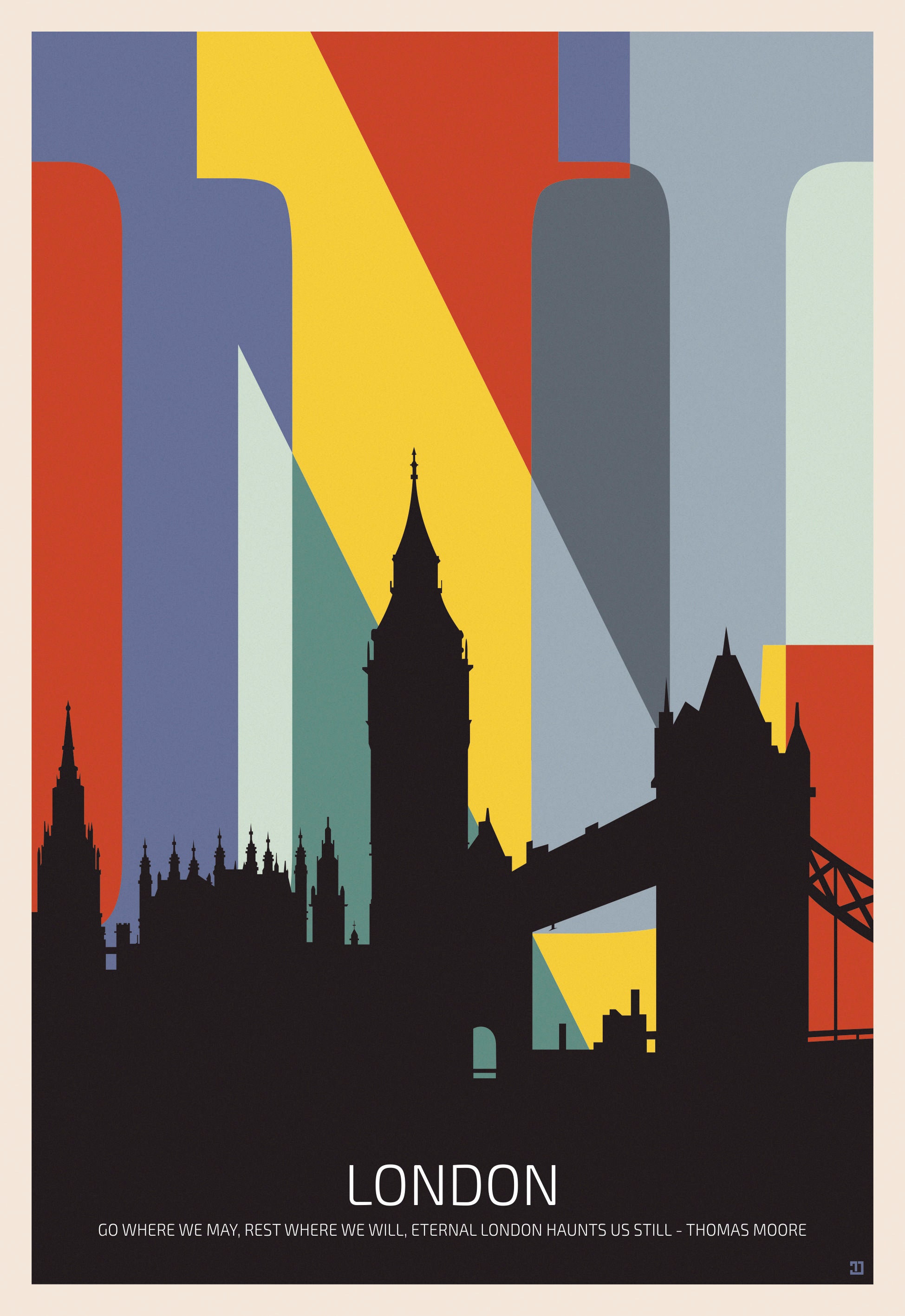London Poster, Colorful Typography Wall Art, London Travel Poster, High