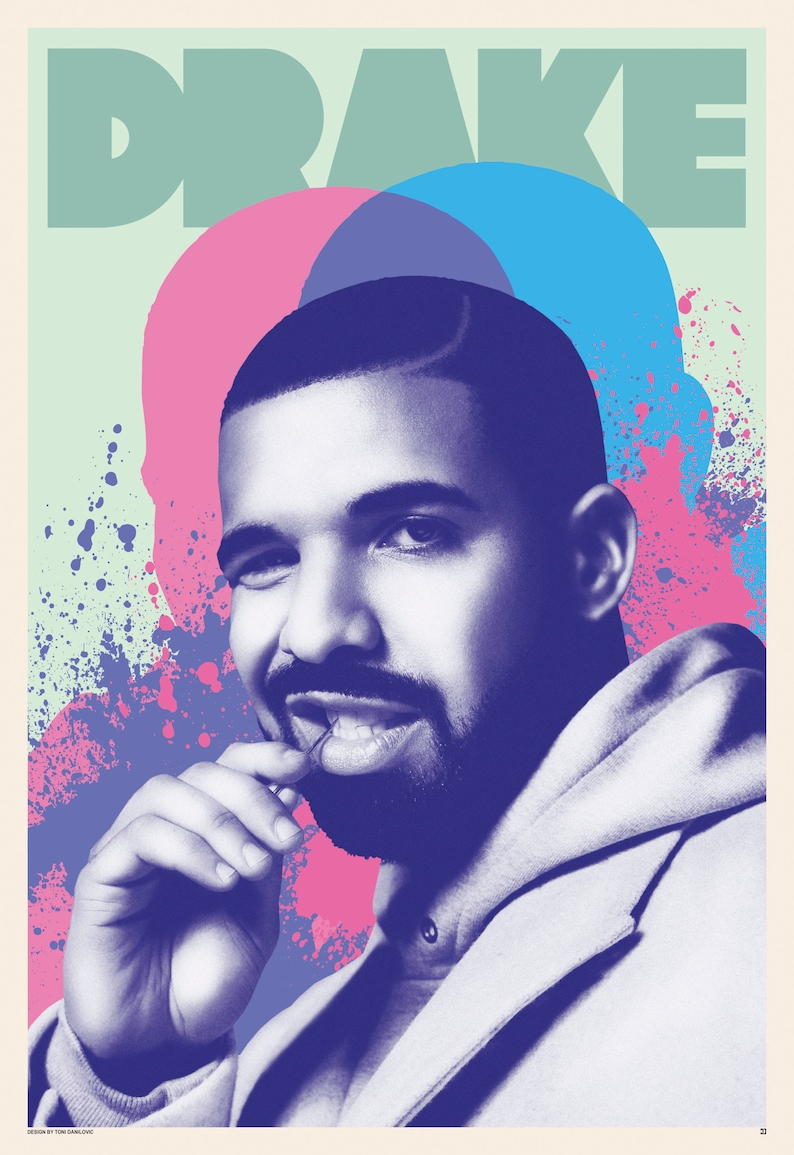Drake Poster, Drake Wall Art, Drake Print, Drake Music Print, Music