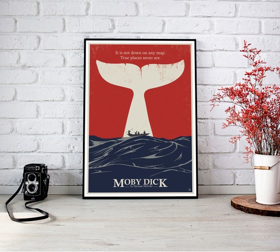 Moby Dick Print, Moby Dick Book Poster, Moby Dick Movie Poster, Herman  Melville the Whale, Moby Dick Art, Whale Wall Decor, Whale Print, 