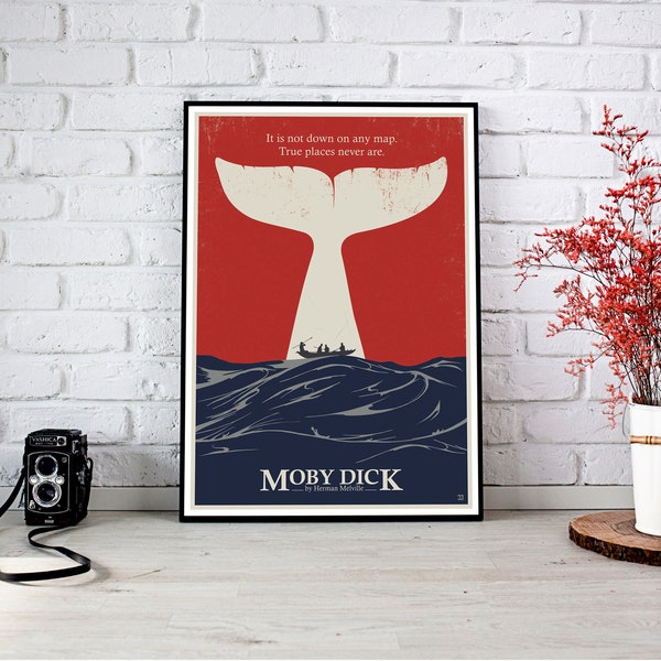 Moby Dick Druck, Moby Dick Buch Poster, Moby Dick Film Poster, Herman Melville der Wal, Moby Dick Kunst, Wal-Wand-Dekor, Wal-Druck,