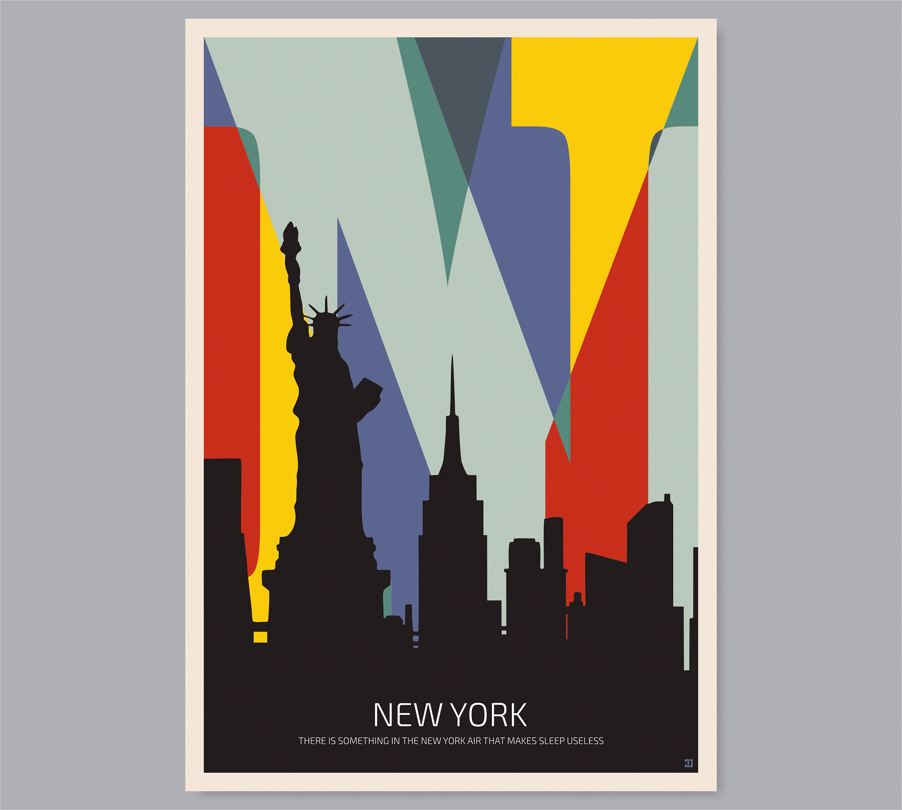 New York City Poster, Colorful Typography Wall Art, New York Silhouette