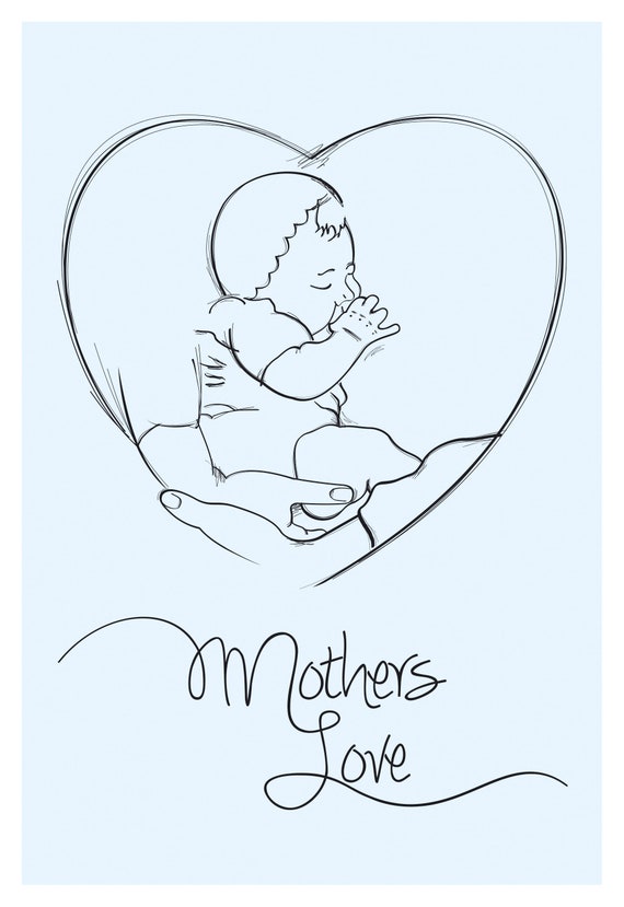 Mother and Baby Portrait Drawing Drawing by Kate Sumners - Pixels