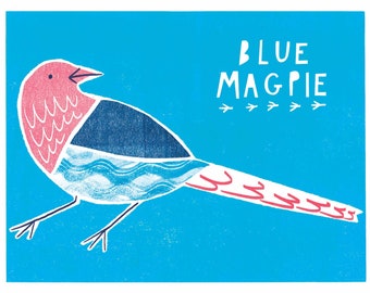 Blue Magpie, Collage Print