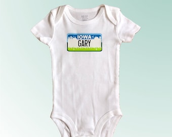 Iowa License Plate Art Baby Bodysuit