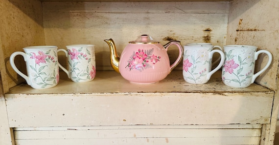 Pink Japan Teapot and 5-Prima Otagiri Cups