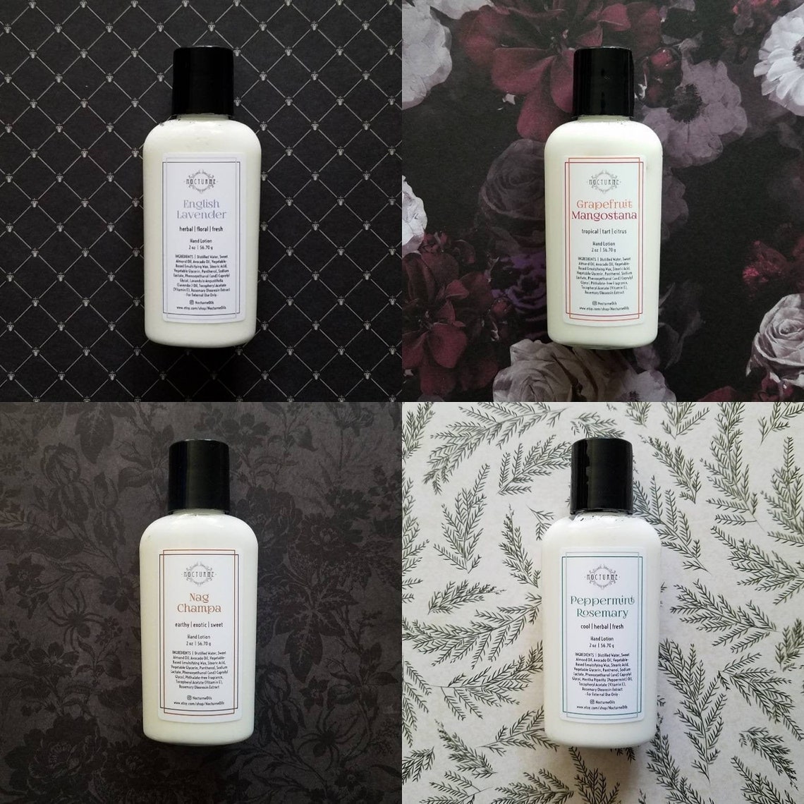 Lightweight Hand Lotion TRAVEL SIZE 2oz Choose Your Scent Nocturne Grey