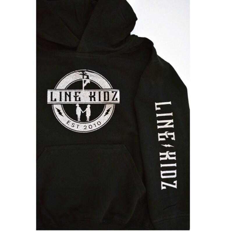 Black Hoodie with Metallic Silver Design Unisex