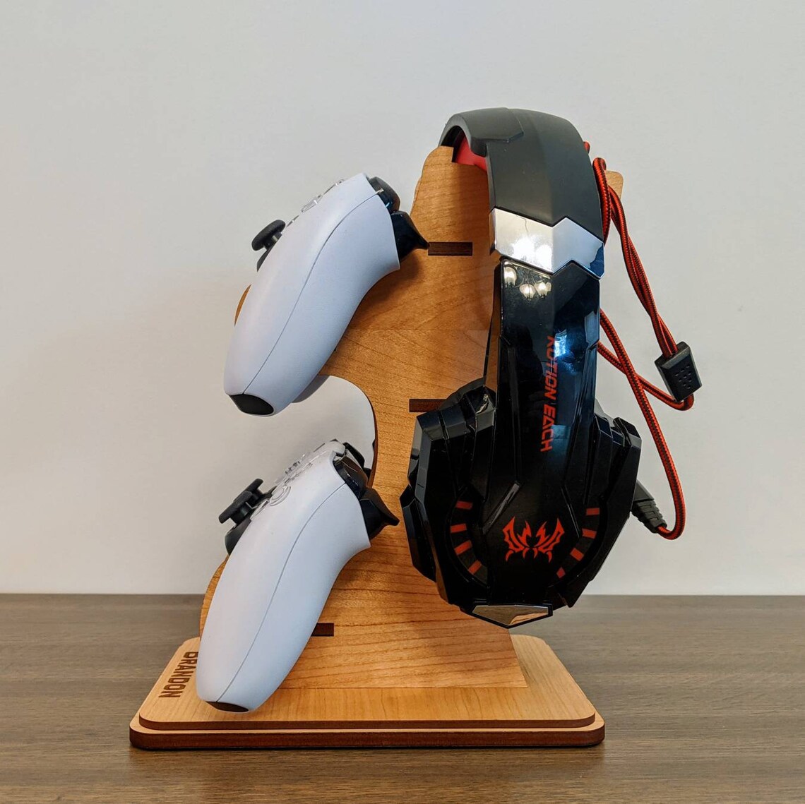 Wooden Dual Controller & Headphones Stand for Desks Etsy