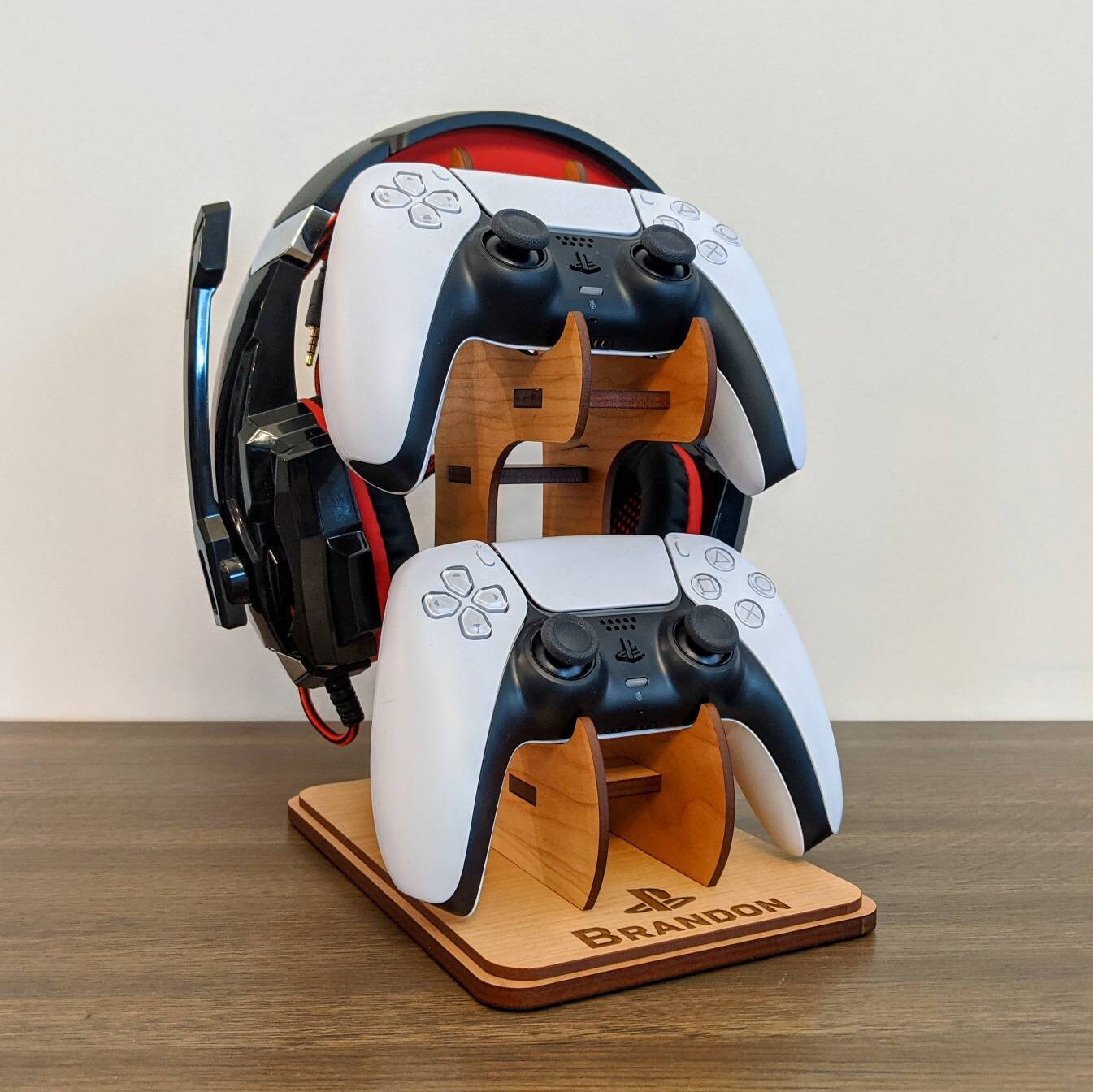 Wooden Dual Controller & Headphones Stand for Desks Etsy
