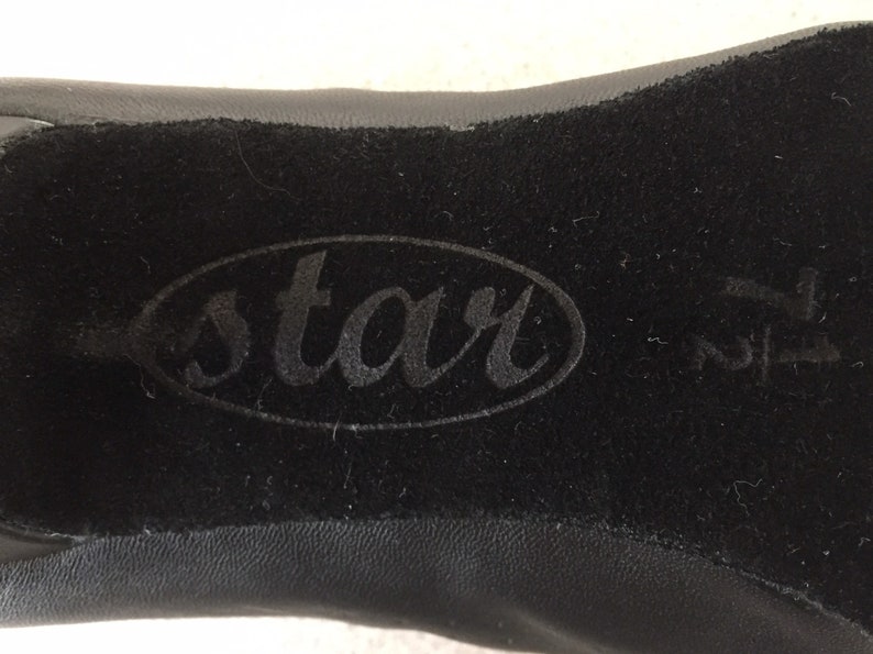 Good Condition 2 12 inch heel Size 7 12 Black Dance Shoes with Laces Star Dance Shoes Vintage Ballroom Dance Shoes