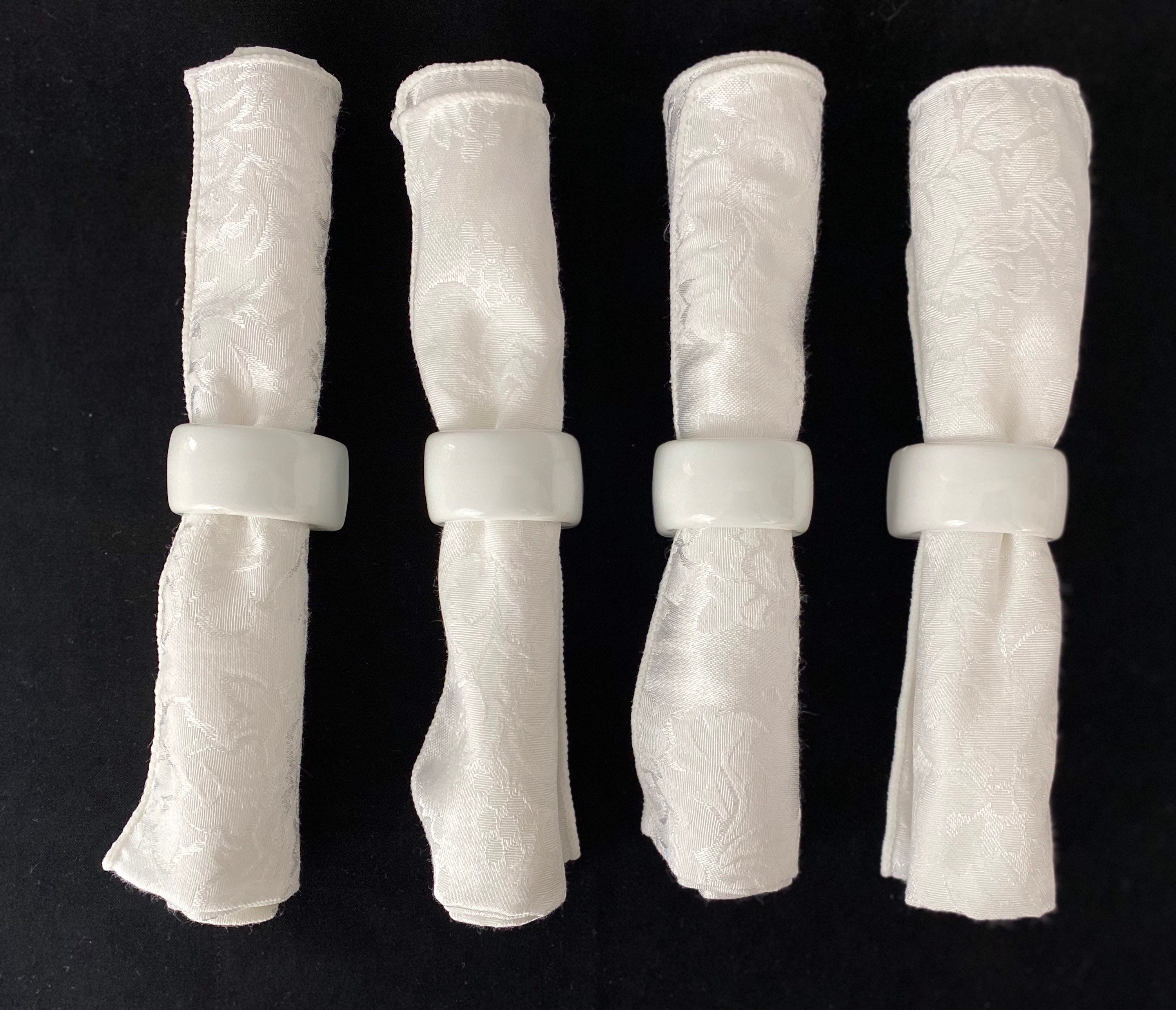 Napkin Rings Set of 4 White Ceramic Napkin Rings Minimalist Etsy