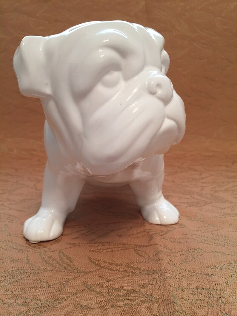 Vintage Ceramic Dog Statue White Bulldog Statue 12 Inch Etsy