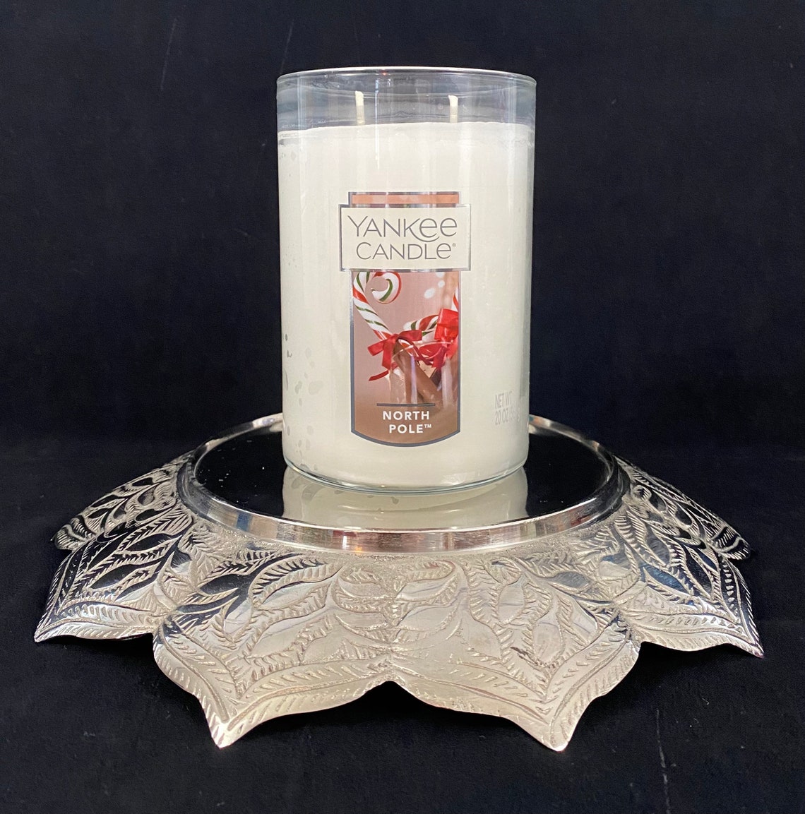 Reversible Candle Plate Large Floral Candle Plate Elegant Etsy