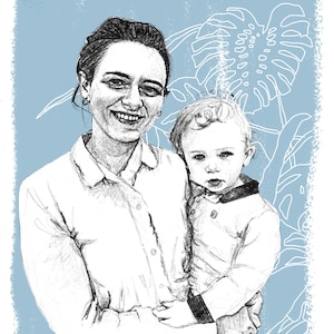 Fathers day Portrait Graphite personalized