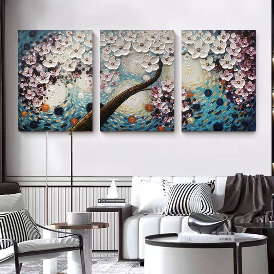 3 Piece Wall Art Painting Original 3D Oil Painting On Canvas Etsy