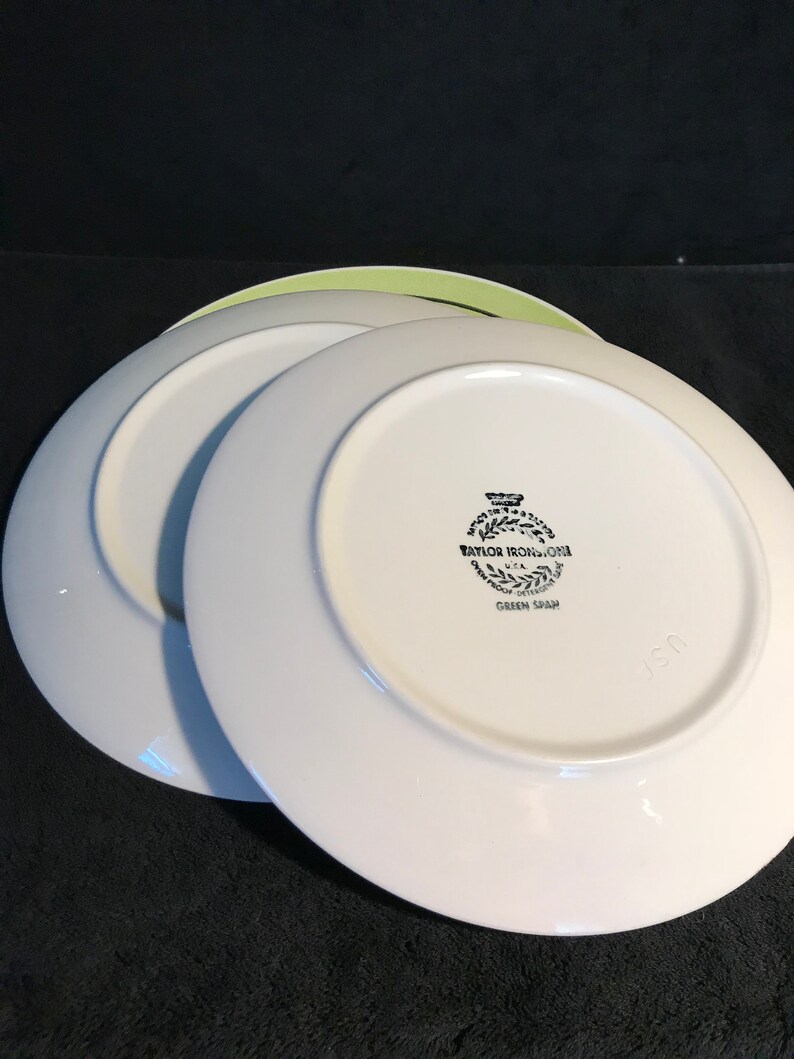Taylor Ironstone Green Span Plates Set Of 3
