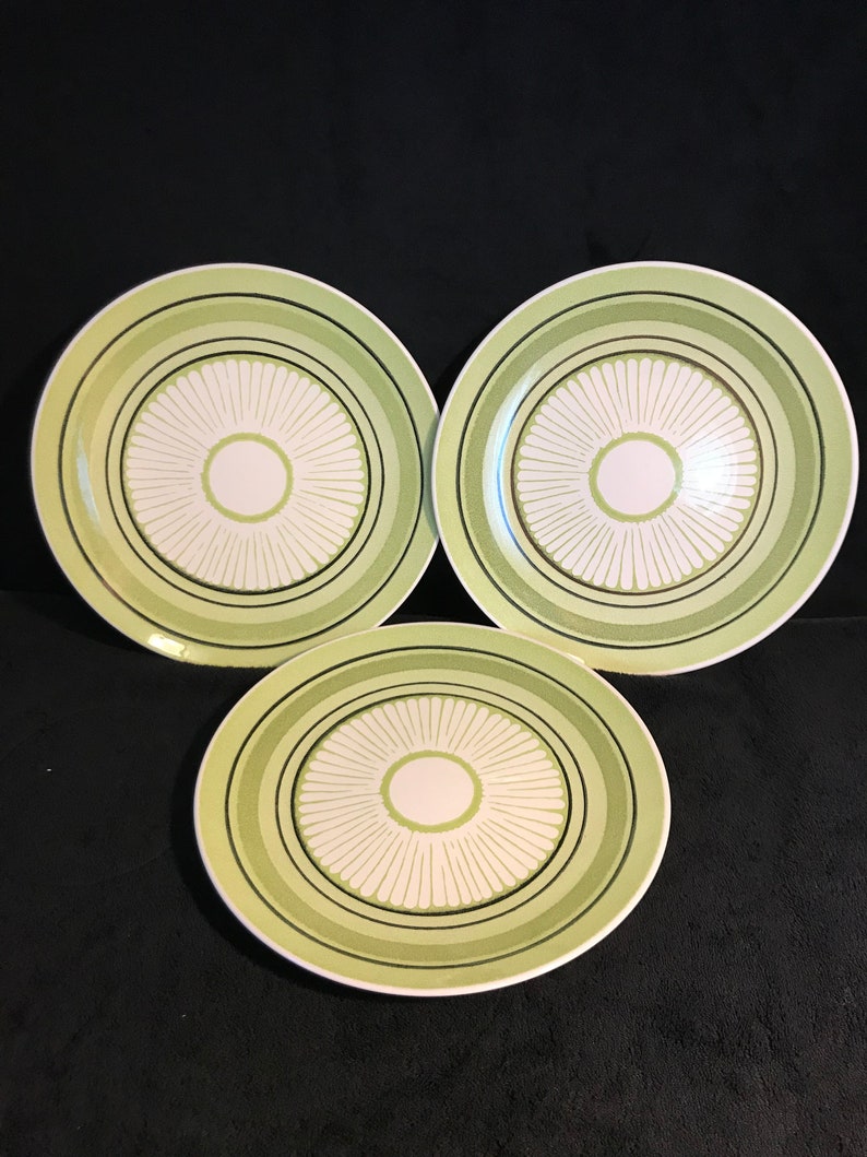 Taylor Ironstone Green Span Plates Set Of 3