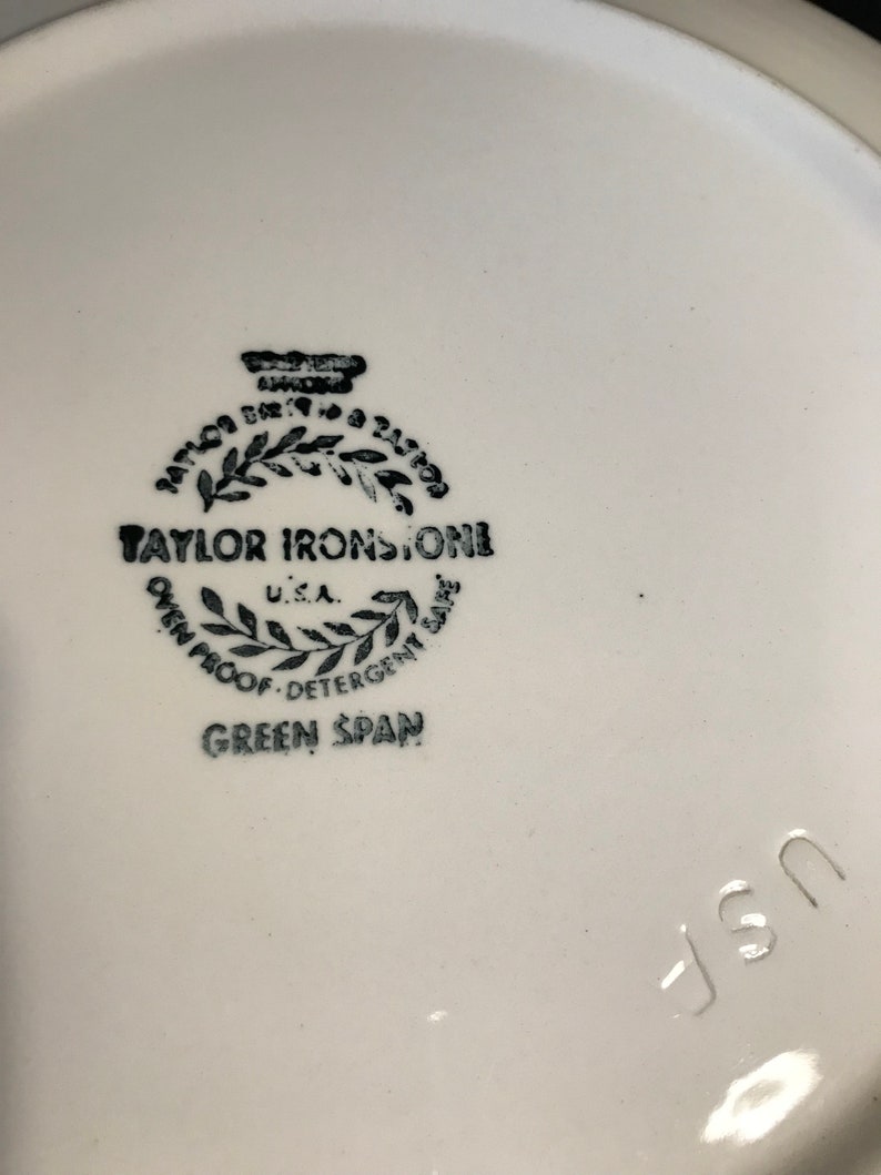 Taylor Ironstone Green Span Plates Set Of 3