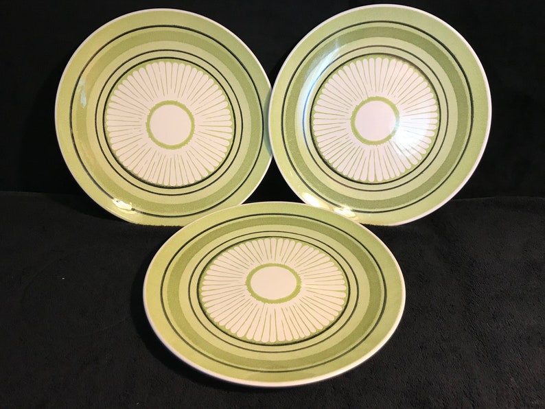 Taylor Ironstone Green Span Plates Set Of 3