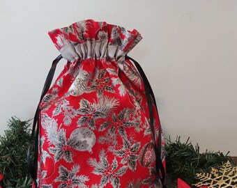 Christmas gift bag, Reusable packaging, Zero waste, Ecological, cloth bag, gift idea, made in Quebec, EcoDecoAccessoires