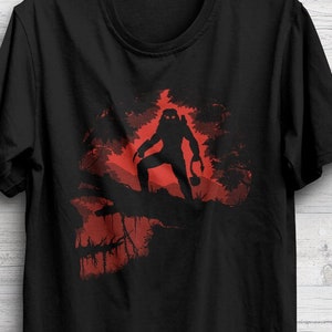 Jungle Hunter Predator - Skull Silhouette | Yautja | 80&#39;s Retro Sci-Fi Action Horror Movie Unisex T-shirt