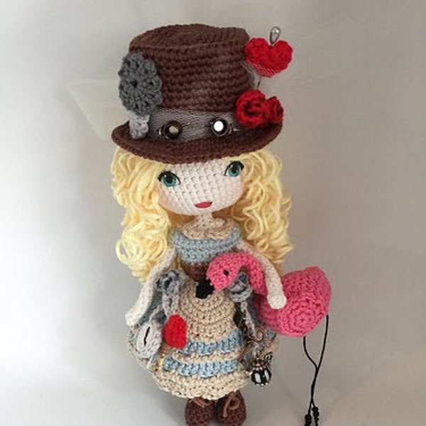 SteamPunk Alice, Pdf crochet doll, steampunk amigurumi, crochet doll pattern, amigurumi doll pattern