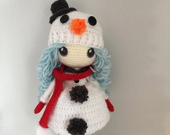 Crystal Snow, Snowman amigurumi, amigurumi snow doll, pdf doll pattern
