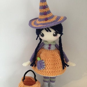 Hallie Halloween Witch, amigurumi doll pdf, witch crochet pattern, crochet witch pattern, amigurumi doll pattern