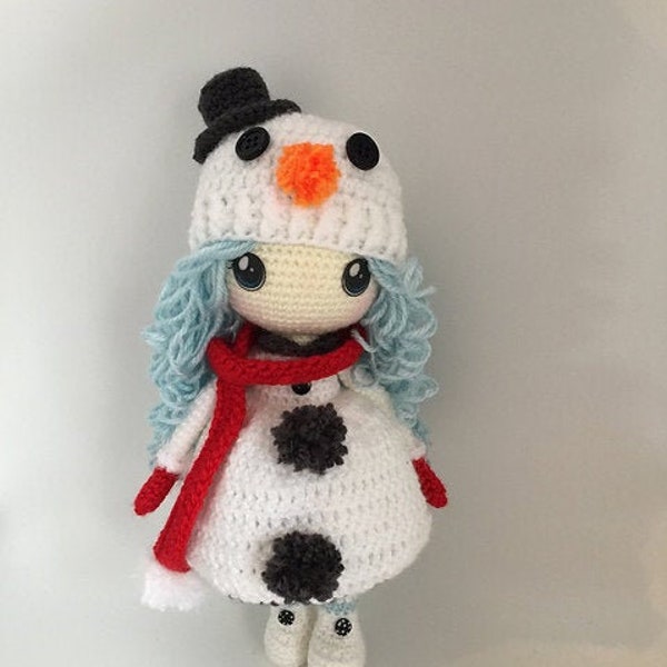Crystal Snow, Snowman amigurumi, amigurumi snow doll, pdf doll pattern