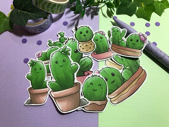 Cute Cactus Diecut Stickers 12 Beautiful Decorative Stickers - Etsy