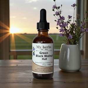 Extrait de fines herbes de coque de noix noire verte, biologique (sans alcool) ; Fabriqué à partir de noix vertes