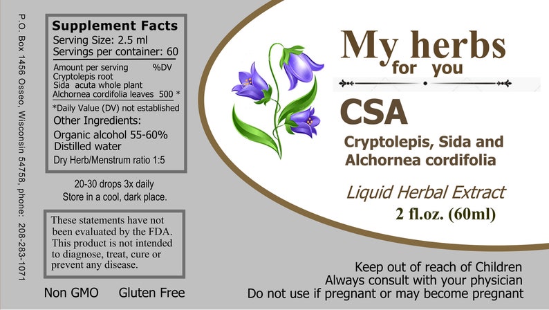 CSA Cryptolepis, Sida, Alchornea tincture image 2