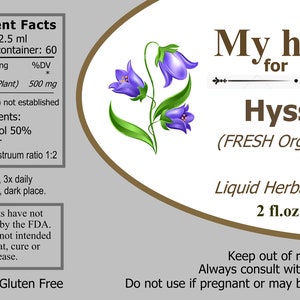 Hyssop FRESH Organic tincture, Hyssopus officinalis image 2