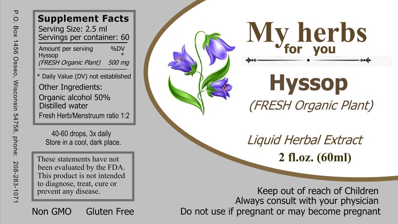 Hyssop FRESH Organic tincture, Hyssopus officinalis image 2