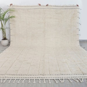 Cream Soft Wool Rug Moroccan Beni Ourain Hand Knotted Wool Rug, CUSTOMIZE In Any Size-MRB-5 V2