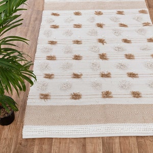 Handmade Bohemian White Fawn Moroccan Inspired Rug, Nordic Scandinavian Decor Rug...#MD-23 /1399