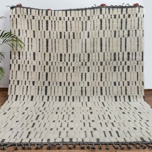 Bohemian Shag Style Ivory Wool Hand Knotted Moroccan Beni Ourain Berber Rug-#3528. Customise in any Size. MM-13